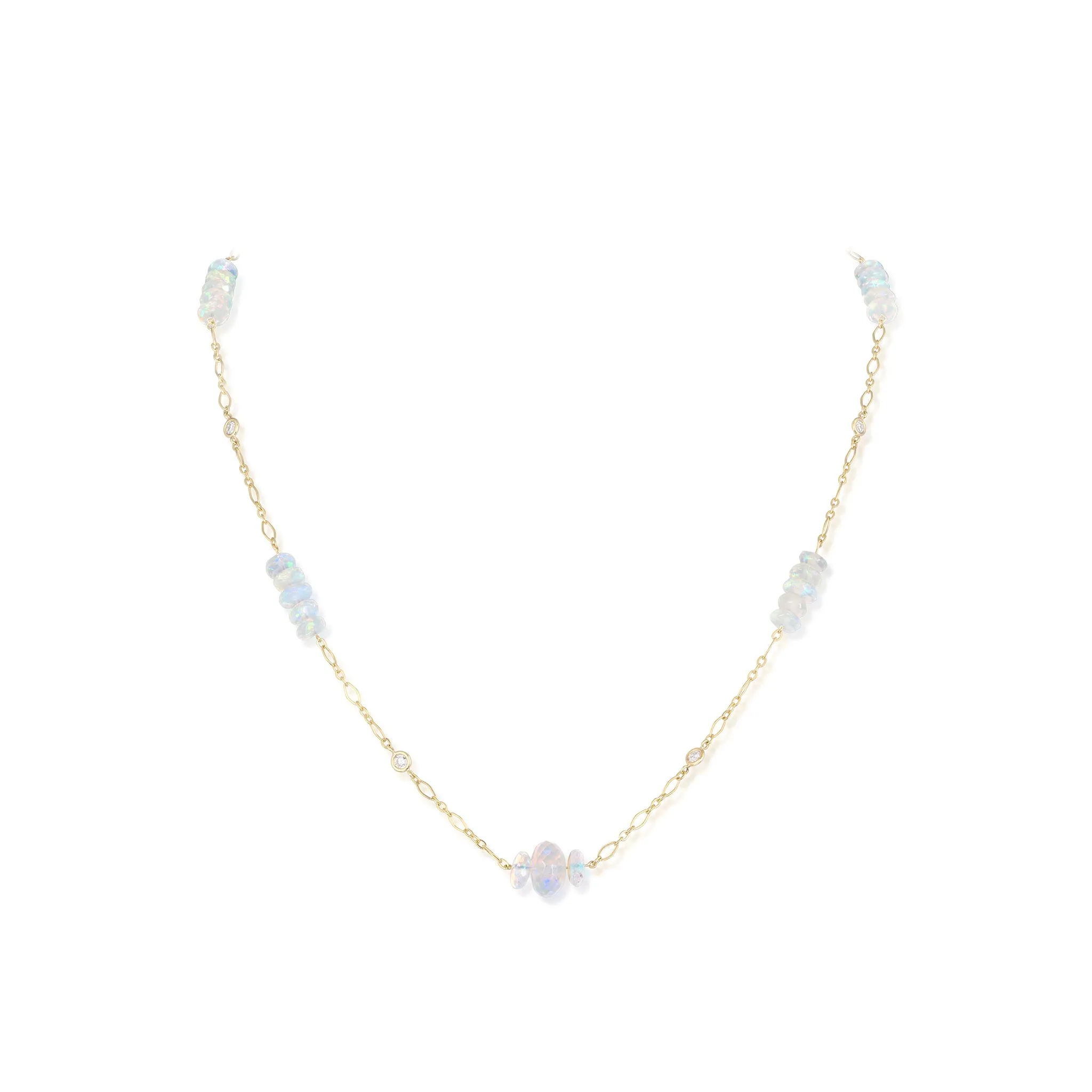 12.85 Carat Ethiopian Opal and Diamond Necklace