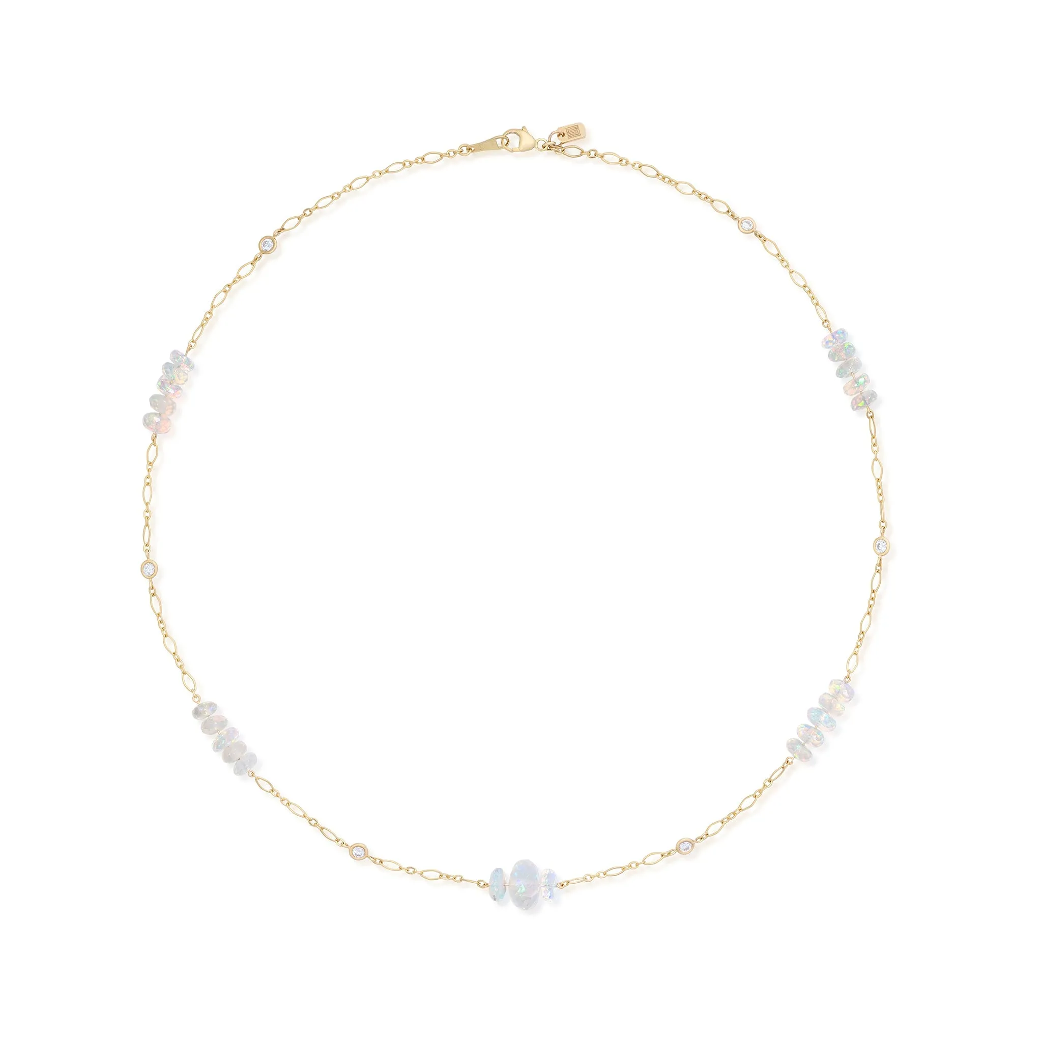 12.85 Carat Ethiopian Opal and Diamond Necklace