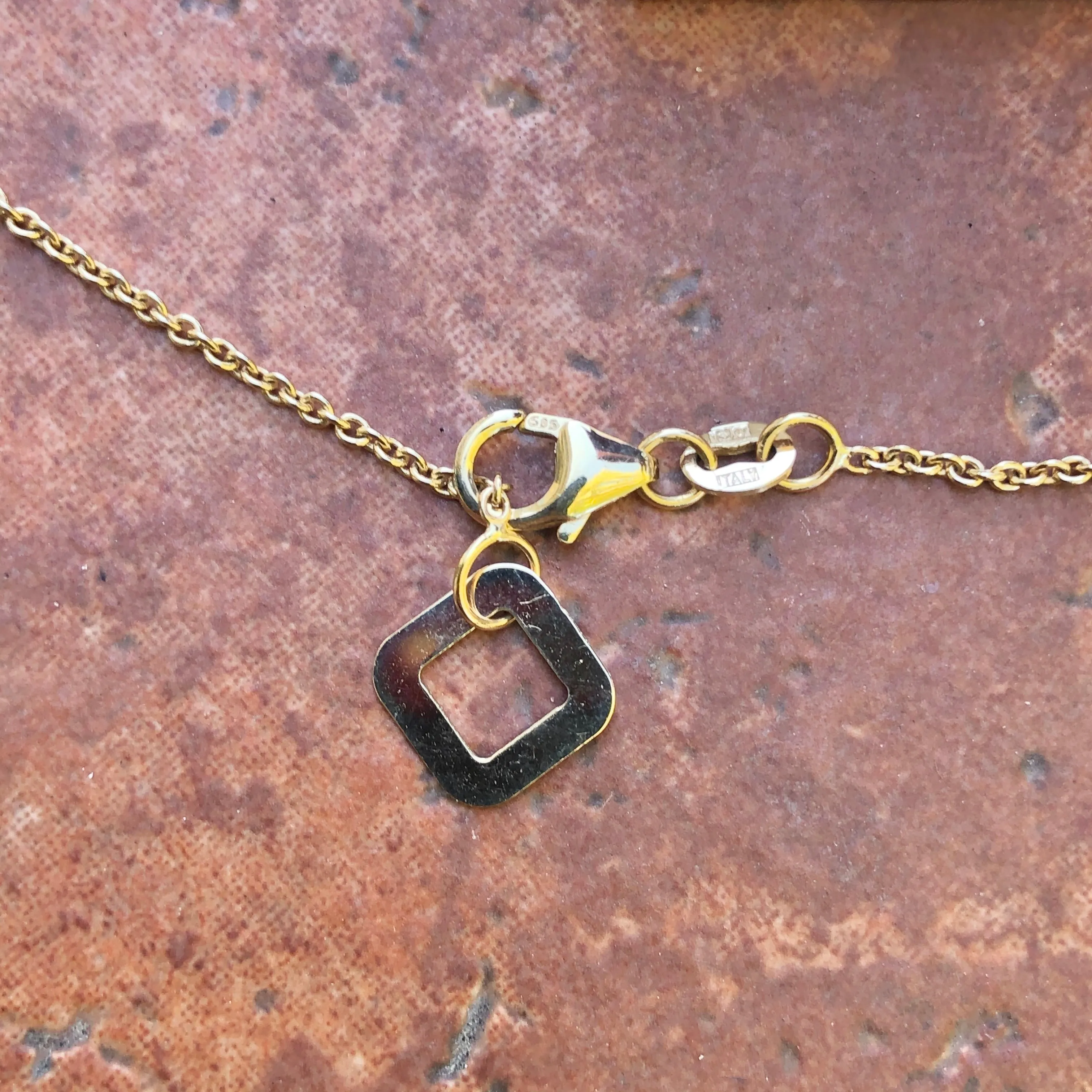 14KT Yellow Gold Citrine   Textured Matte Gold Necklace