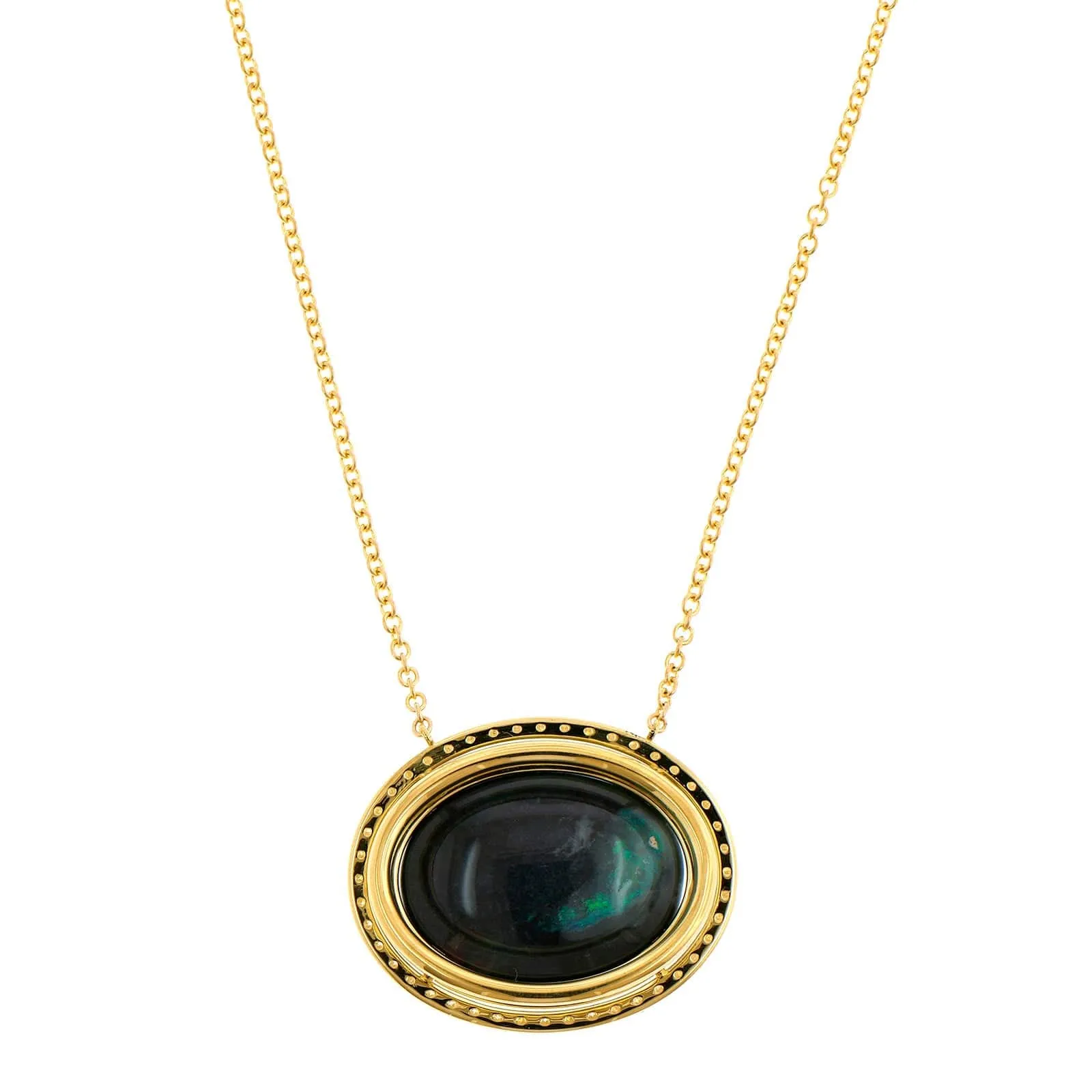18K Yellow Gold Opal & Diamond Necklace