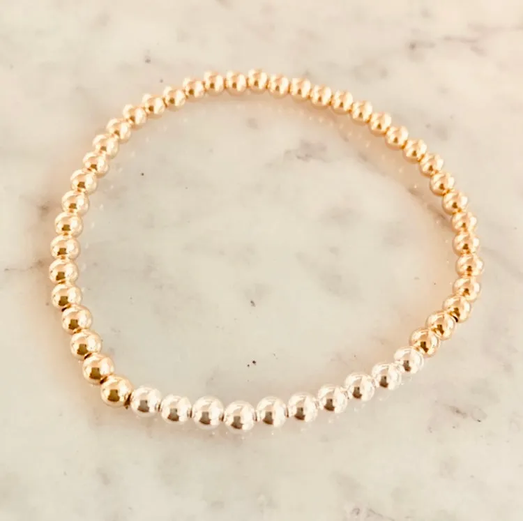 4mm Beaded Bracelet with a Row of Contrasting 4mm Beads