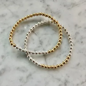 4mm Beaded Bracelet with a Row of Contrasting 4mm Beads