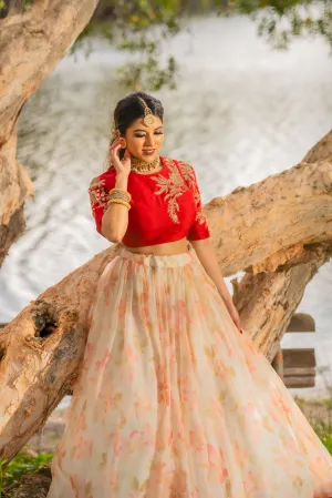 Alluring Partywear Silk Organza Floral Lehenga Set