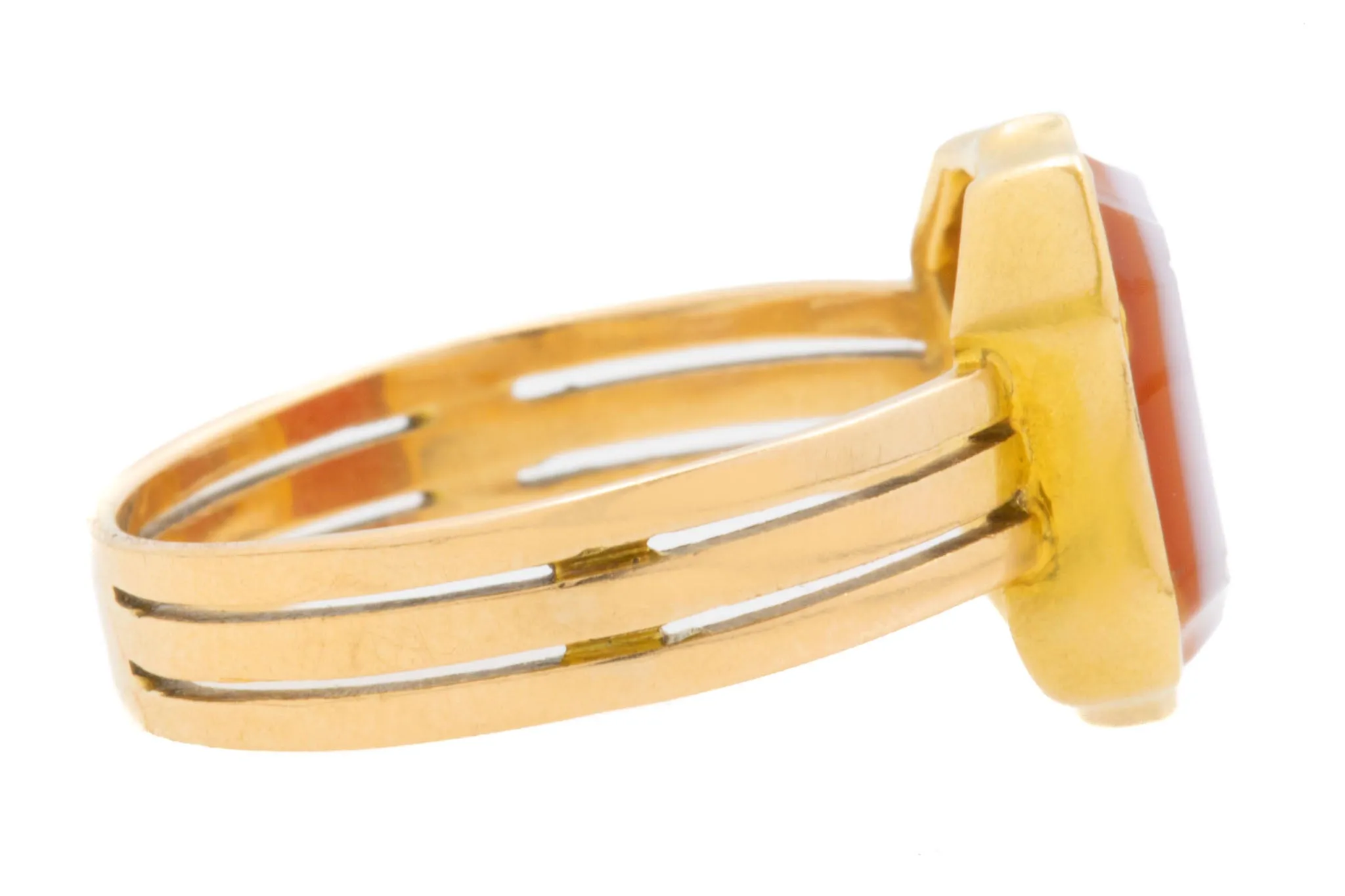 Antique 15ct Gold Sardonyx Signet Ring, 'WCA' Initials