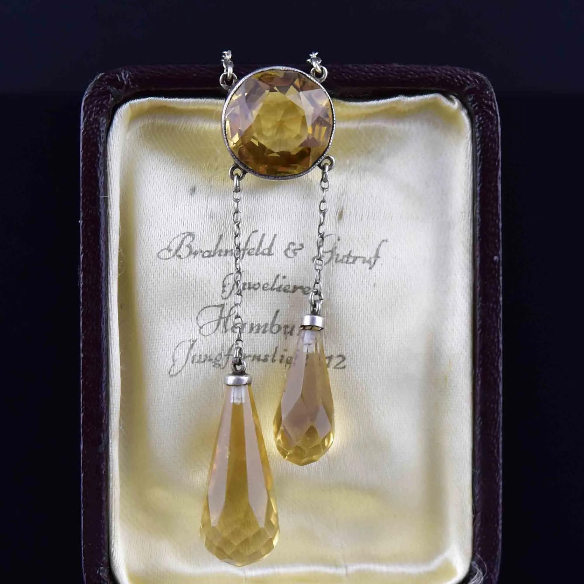Antique Edwardian Silver Citrine Negligee Necklace