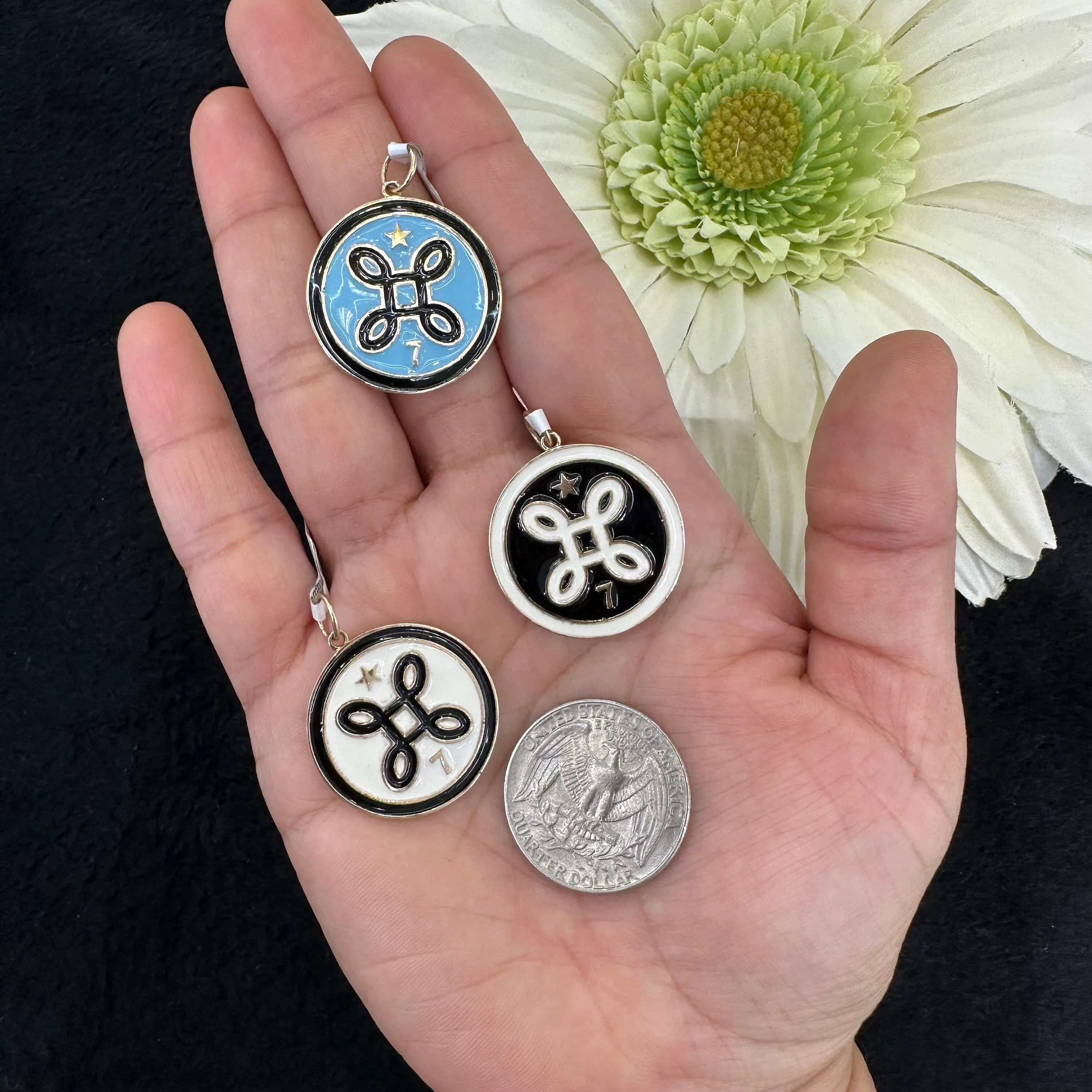 Black and White Enamel Pendant