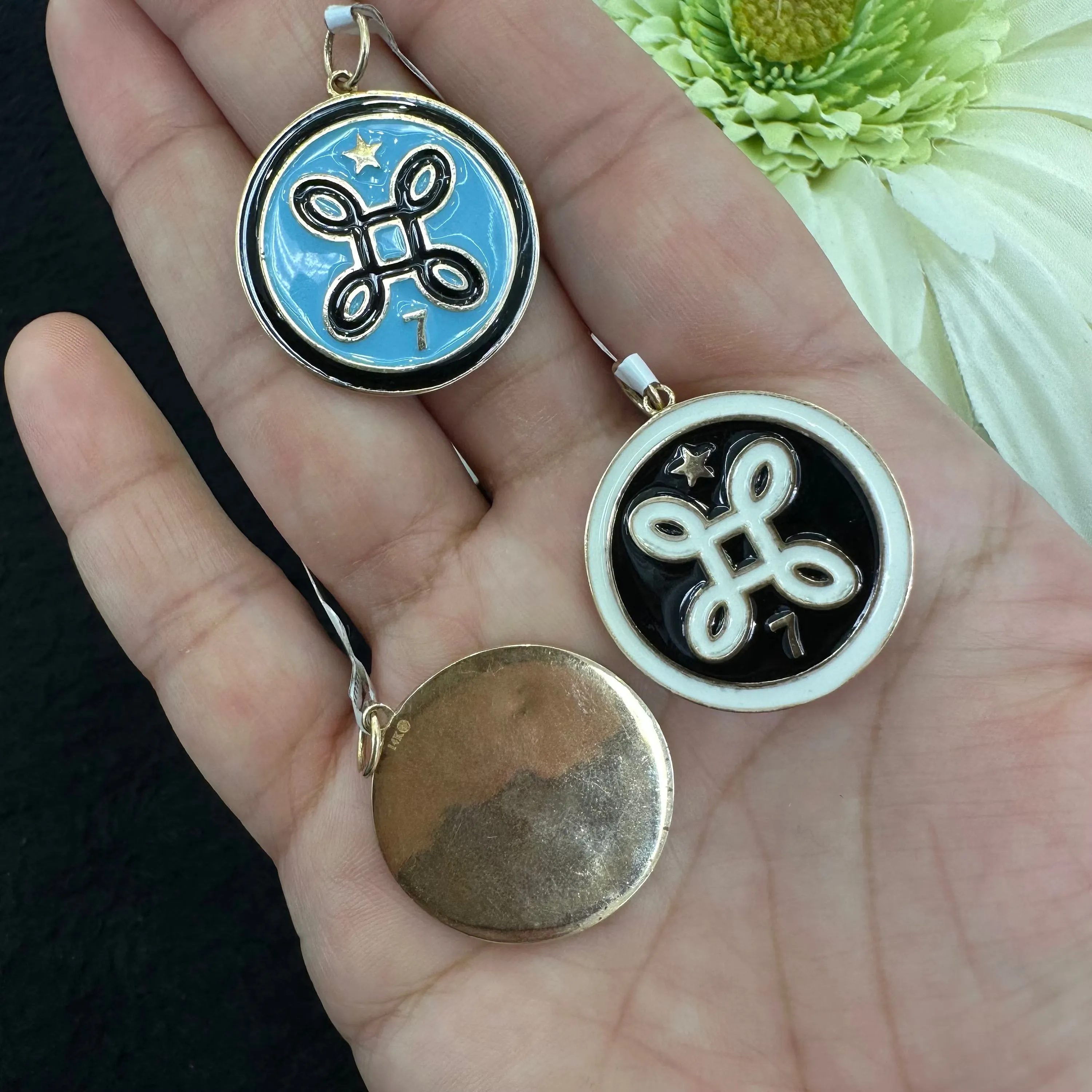 Black and White Enamel Pendant