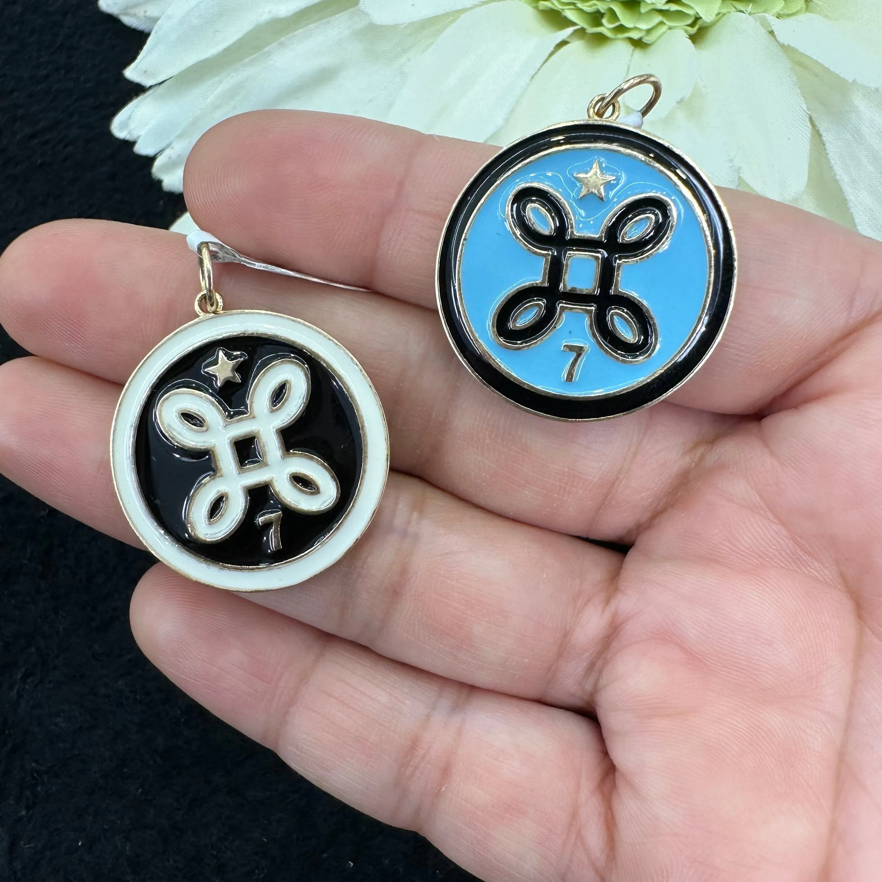 Black and White Enamel Pendant