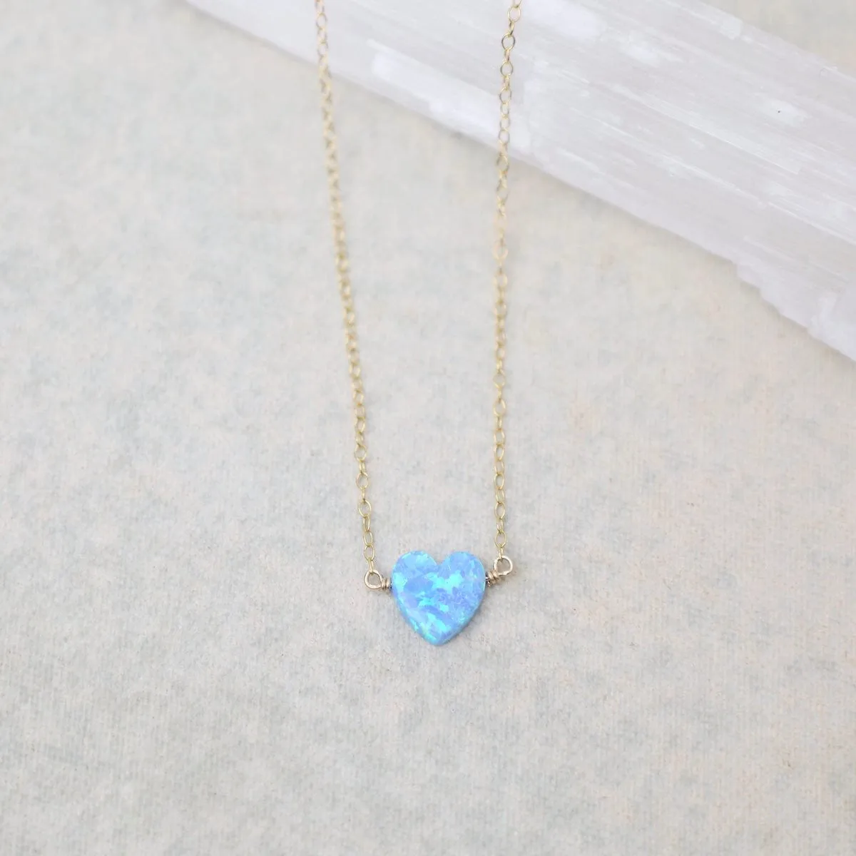 Blue Opal Heart Necklace