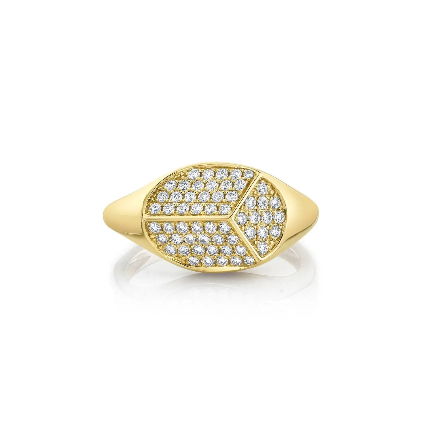 Carve Signet Ring with Pavé