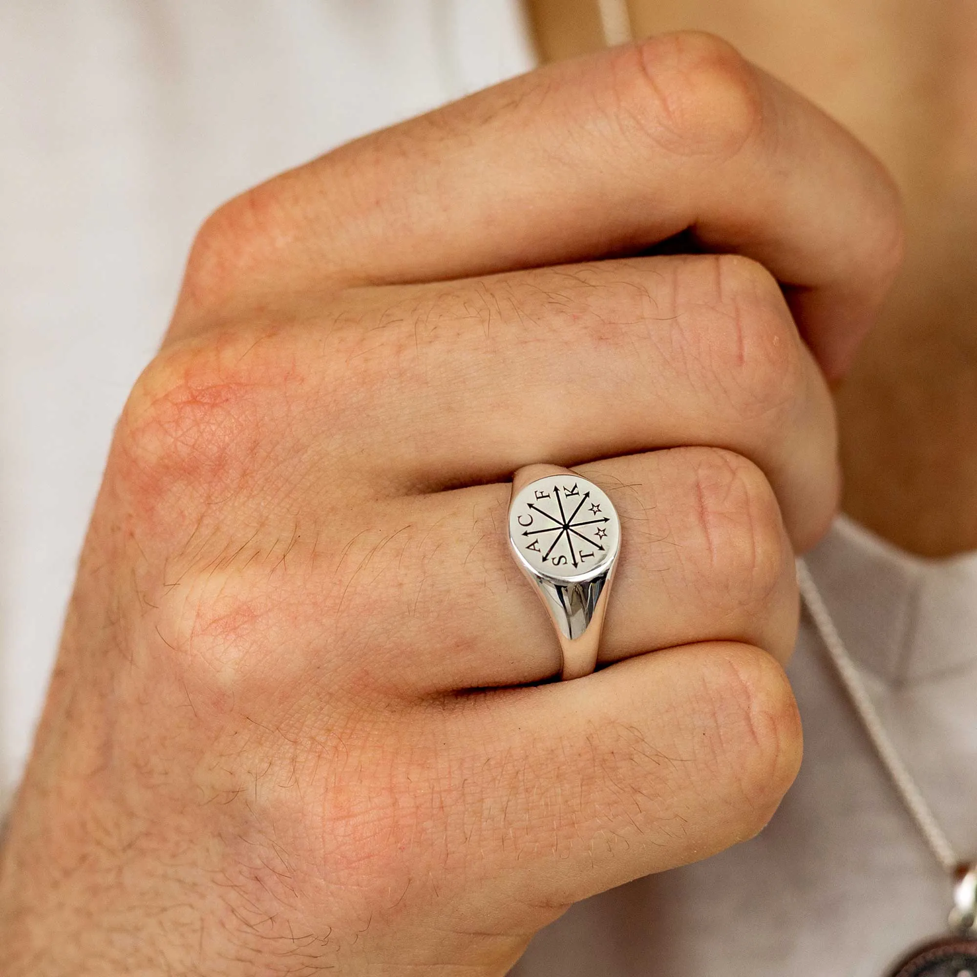 Chaos Family Initials Personalised Silver Signet Ring