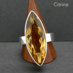Citrine Ring, Brandy Shade, Faceted Marquis, 925 Sterling Silver kt1