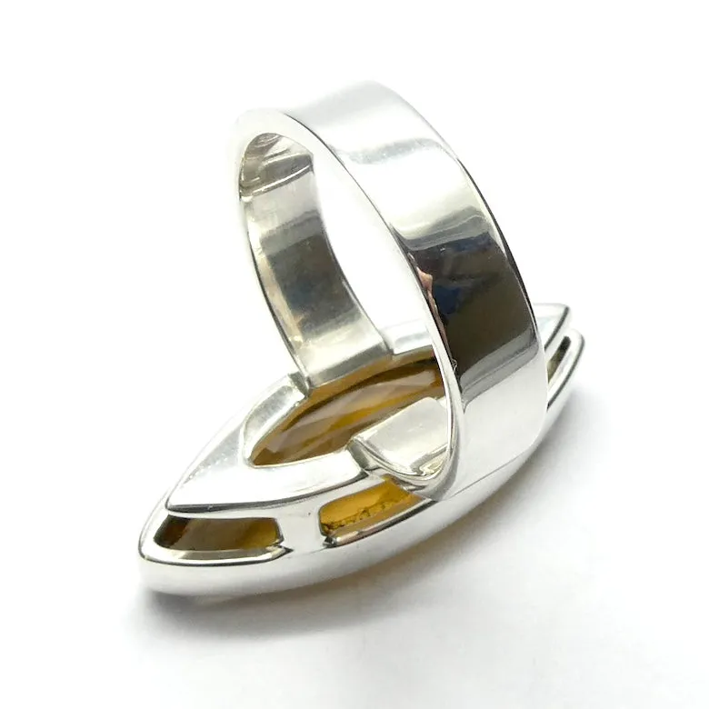 Citrine Ring, Brandy Shade, Faceted Marquis, 925 Sterling Silver kt1