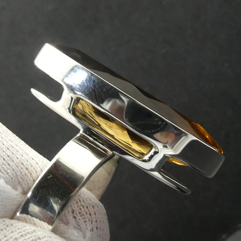 Citrine Ring, Brandy Shade, Faceted Marquis, 925 Sterling Silver kt1