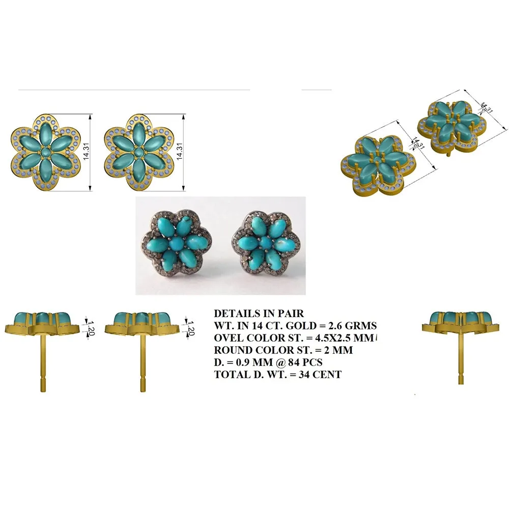 Diamond Rainbow Moonstone Studs