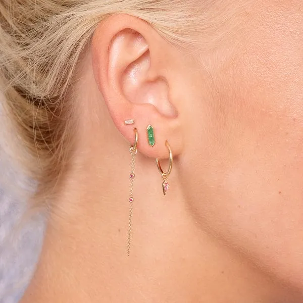 Emerald Mini Claw Set Baguette Stud - Single