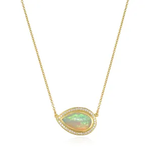 Ethiopian Opal and Diamond Pendant Necklace