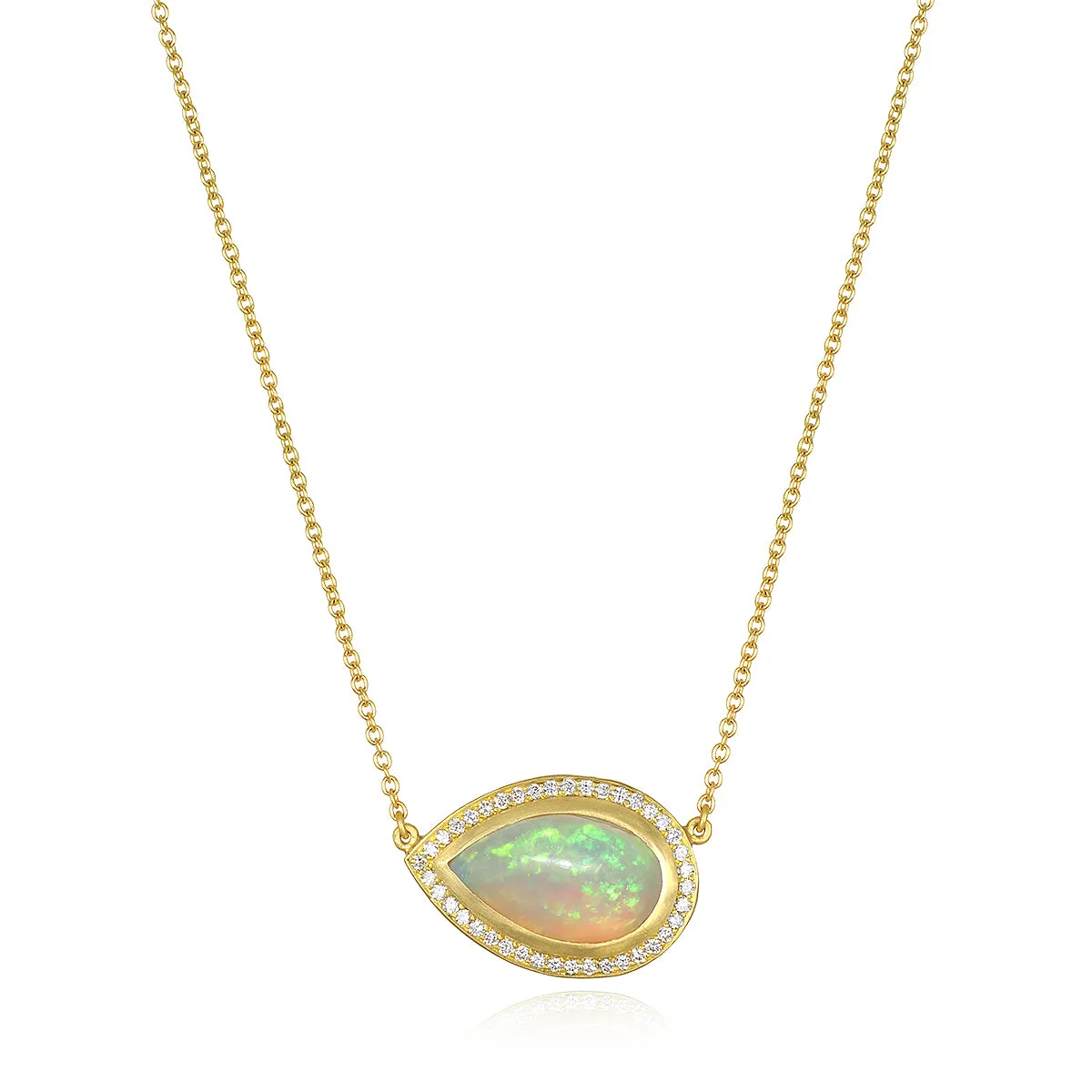 Ethiopian Opal and Diamond Pendant Necklace