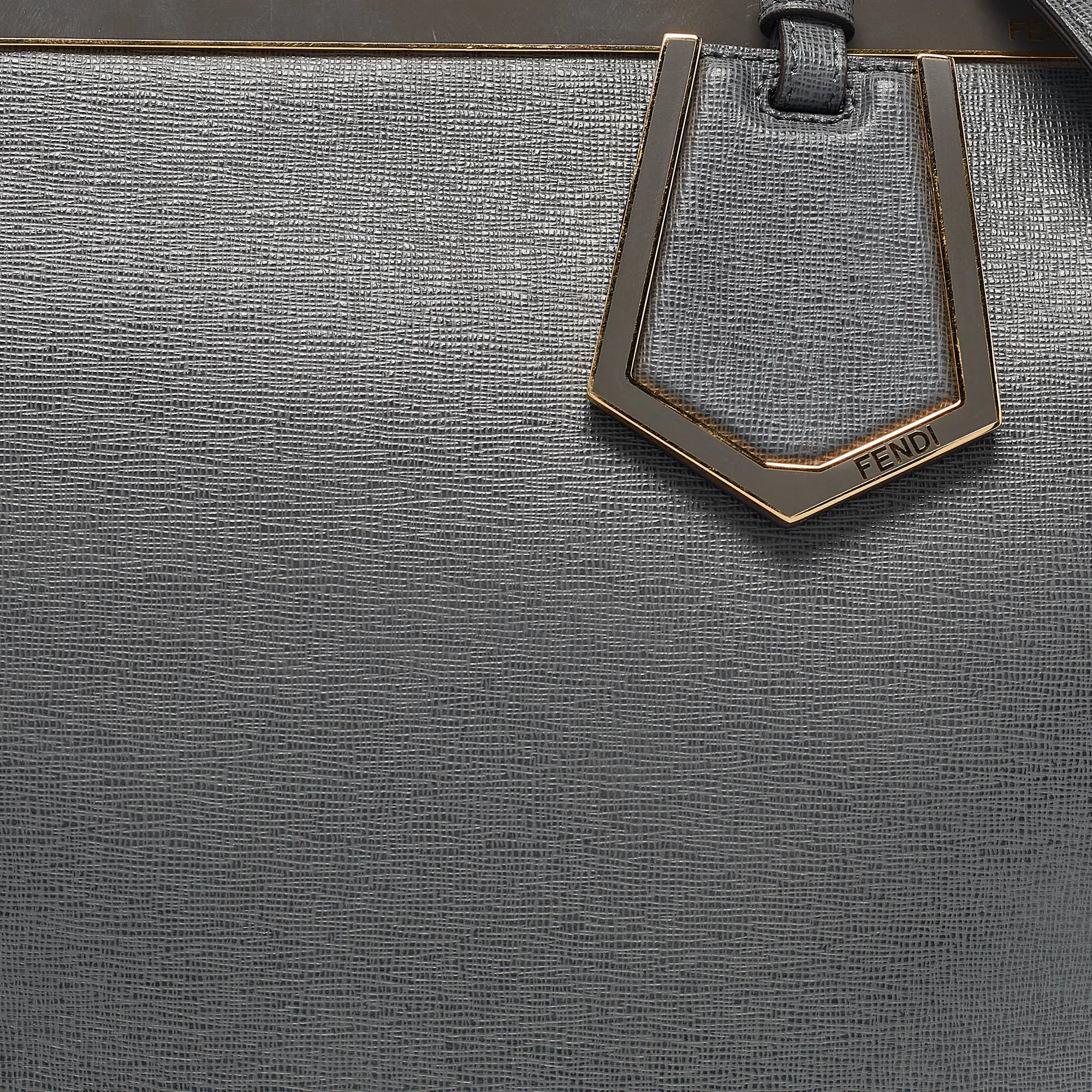 Fendi Two Tone Grey Leather Medium 2Jours Tote
