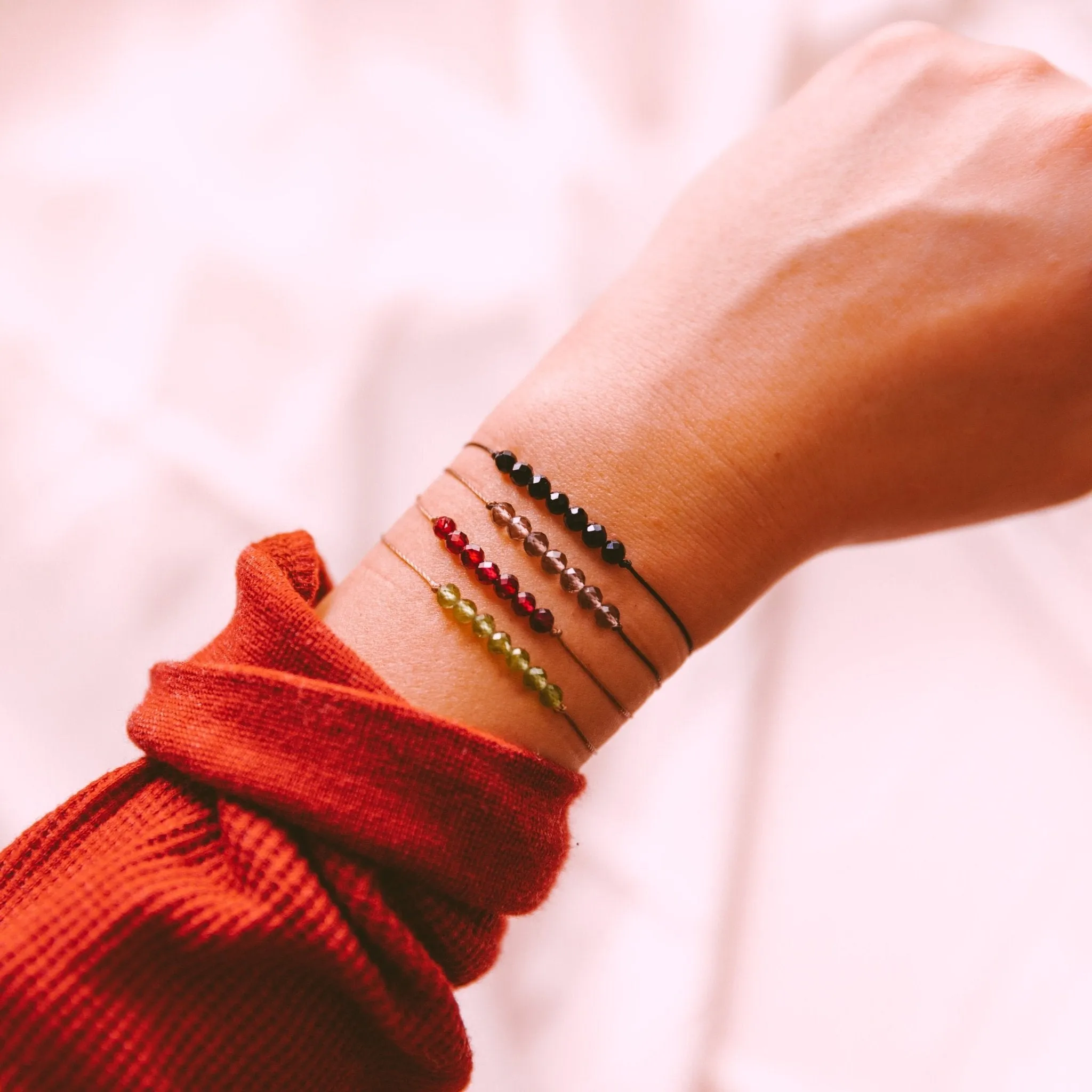 Garnet Bar Bracelet