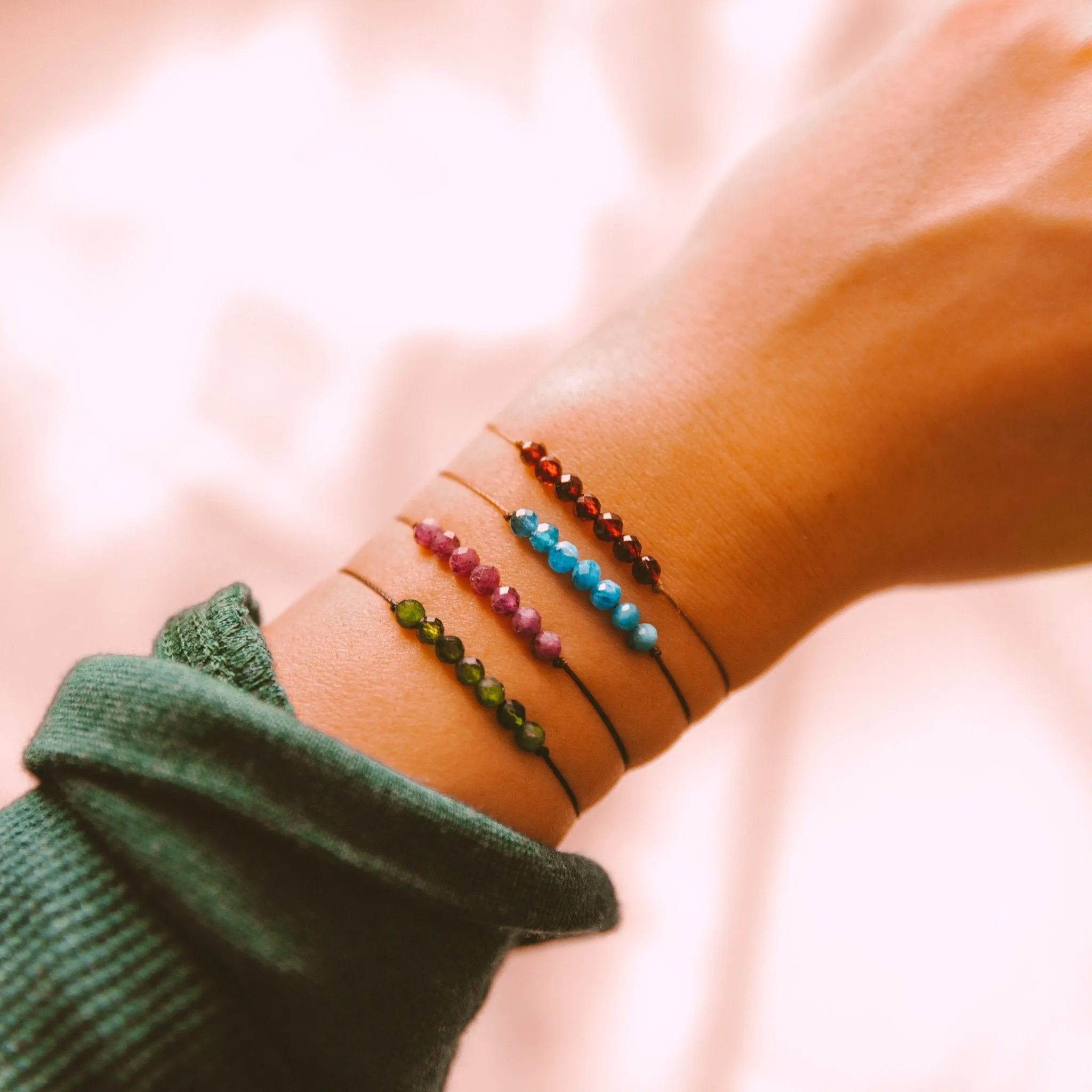 Garnet Bar Bracelet