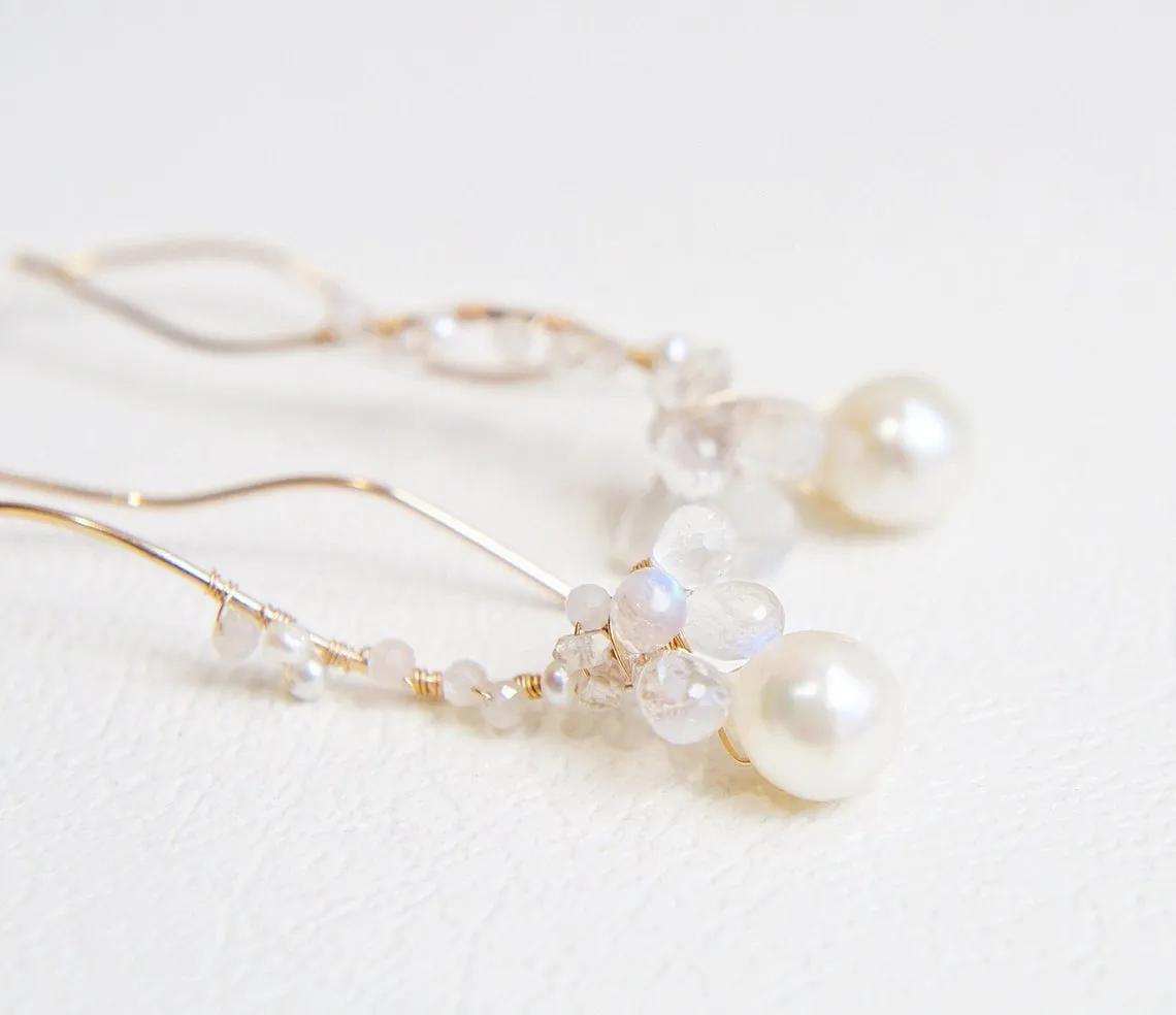 Japanese Akoya Pearl Wedding Earrings in Sterling silver