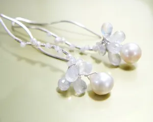 Japanese Akoya Pearl Wedding Earrings in Sterling silver