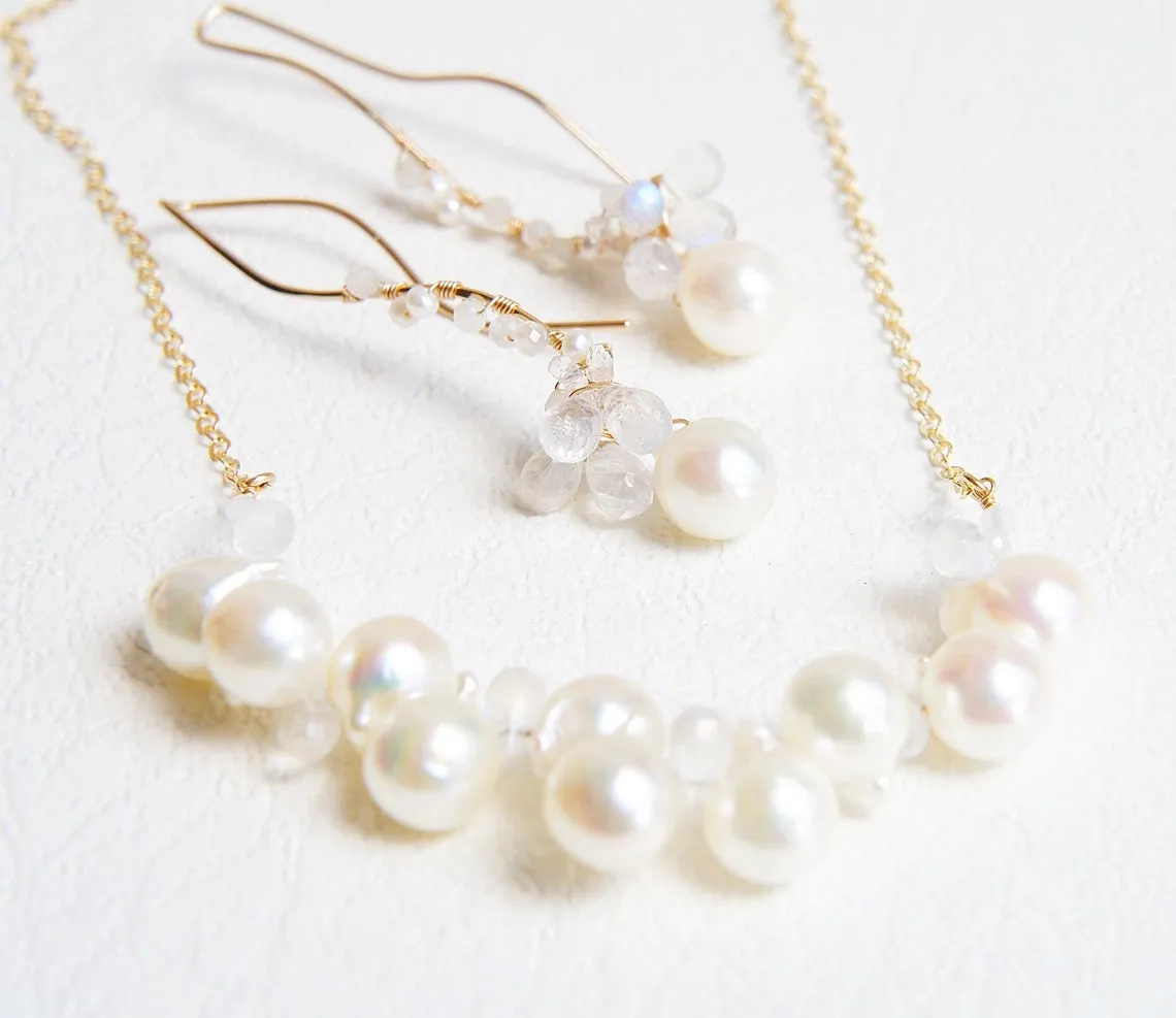 Japanese Akoya Pearl Wedding Earrings in Sterling silver