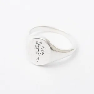 July Birth Flower Signet Ring