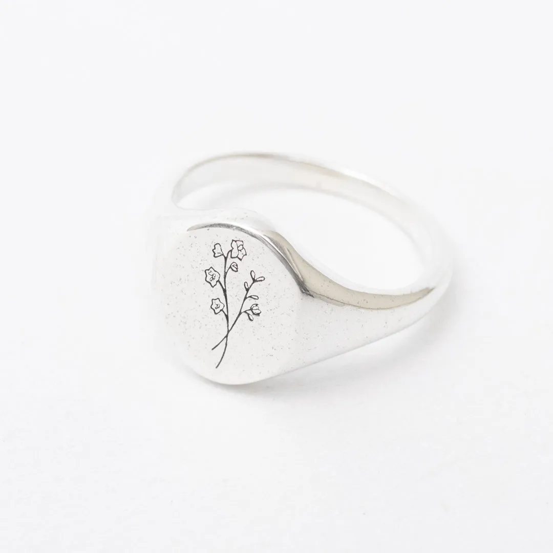 July Birth Flower Signet Ring
