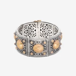 Konstantino SG Classic Sterling Silver, 18K Yellow Gold & Onyx Cuff Bracelet BKJ38-130 7U