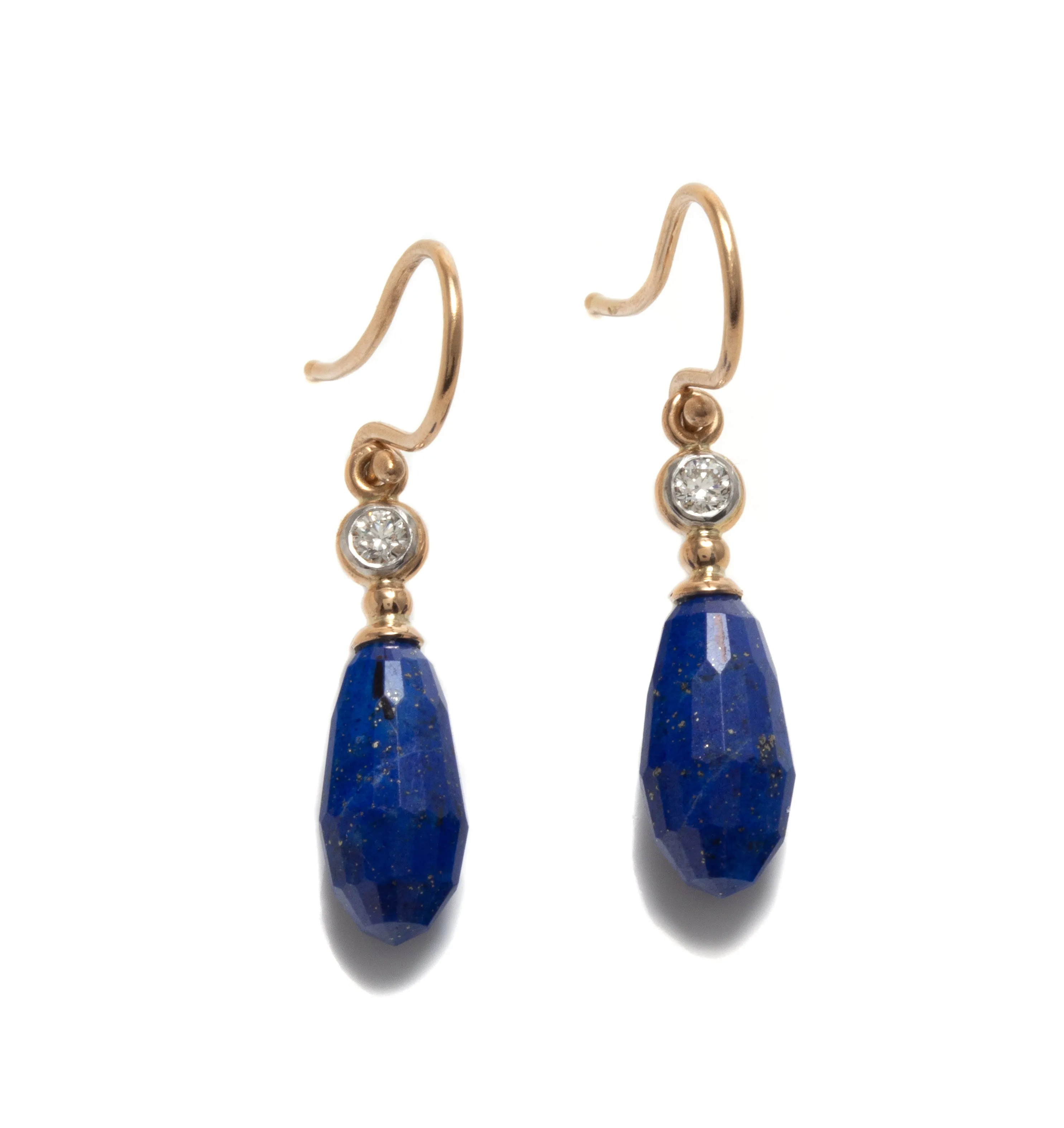 Lapis Lazuli Drop Earrings with Diamonds