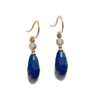 Lapis Lazuli Drop Earrings with Diamonds