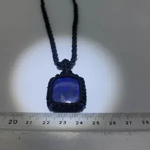 Lapis Lazuli Macrame Necklace, Blue Crystal Wrapped Woven Necklace, Gemstone Necklace