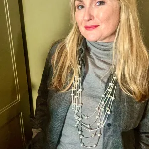 'Lillie' long multi-strand metal beaded necklace