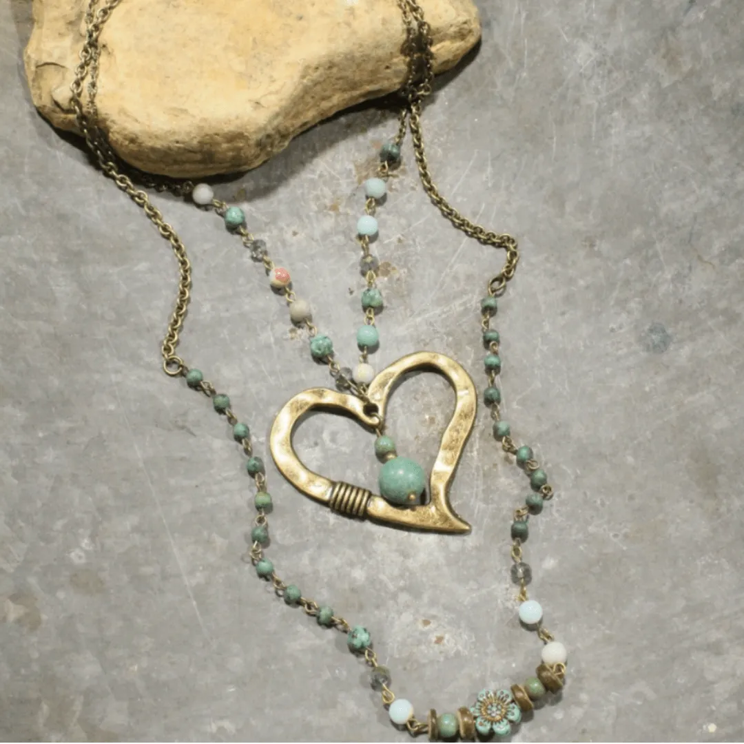 Melody Heart Pendant Statement Necklace Made in USA