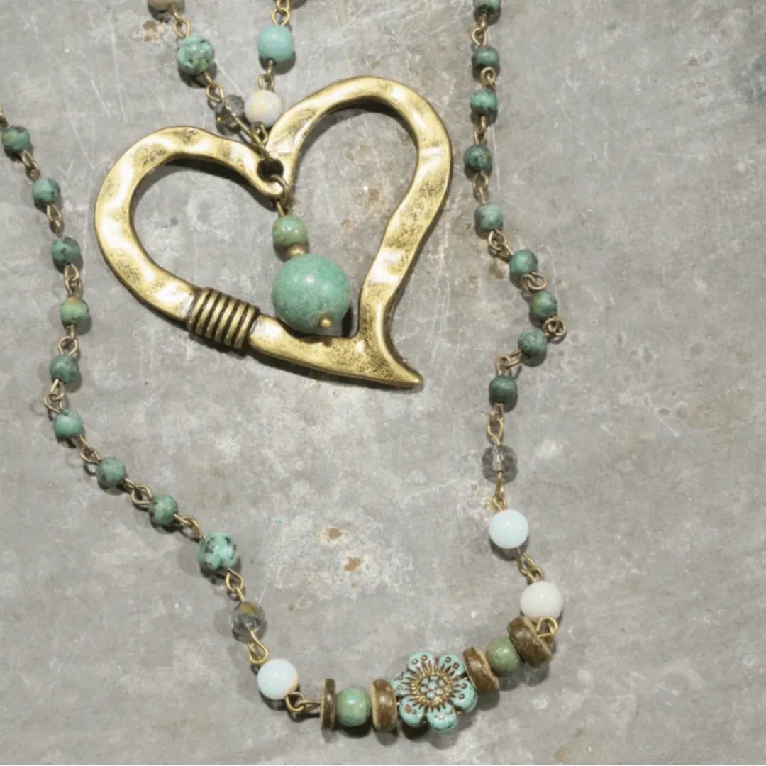 Melody Heart Pendant Statement Necklace Made in USA