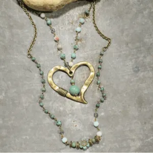 Melody Heart Pendant Statement Necklace Made in USA