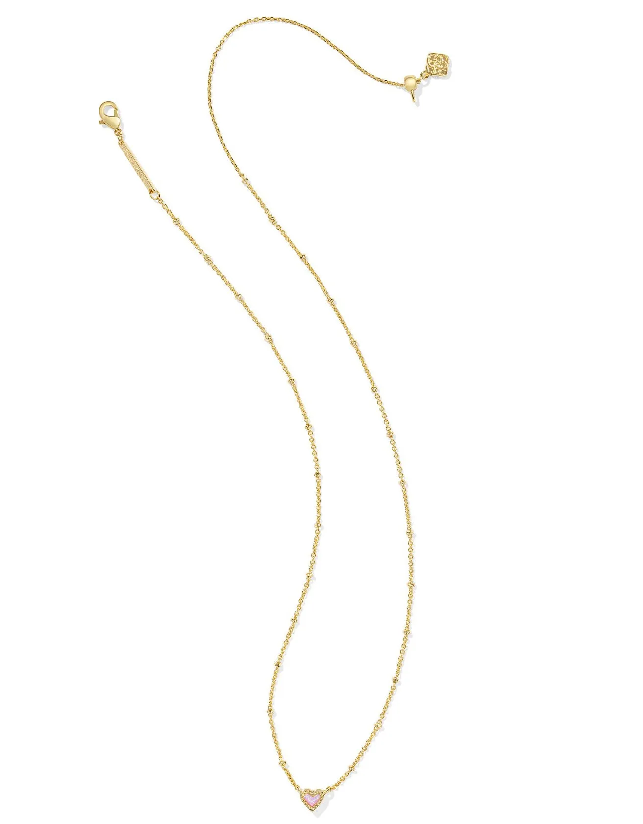 Mini Ari Heart Necklace - Gold Bubblegum Opal