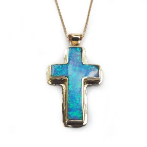 NG0846 Gold Necklace with Opal Cross Pendant