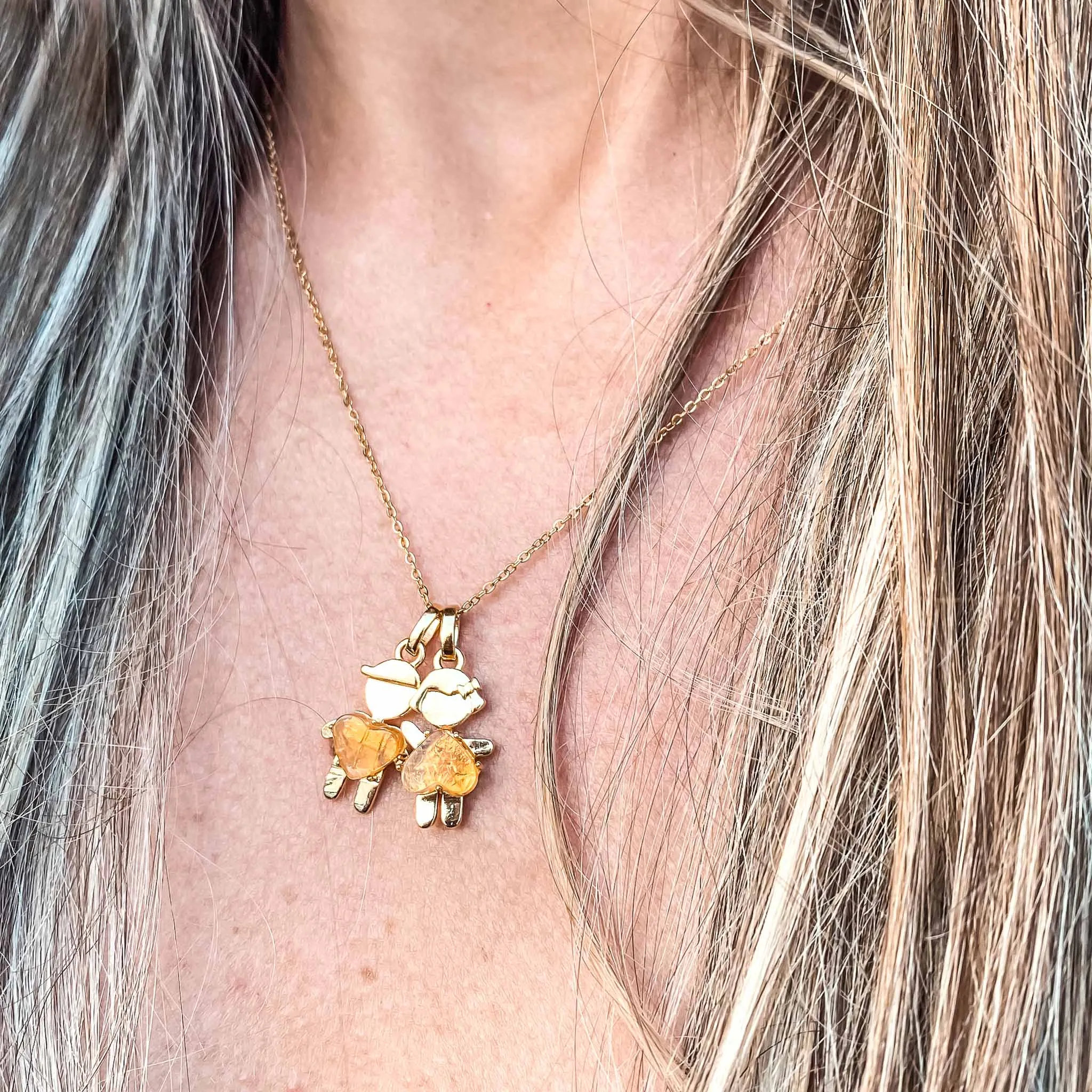 NOVEMBER Birthstone Gold Boy Necklace in Citrine