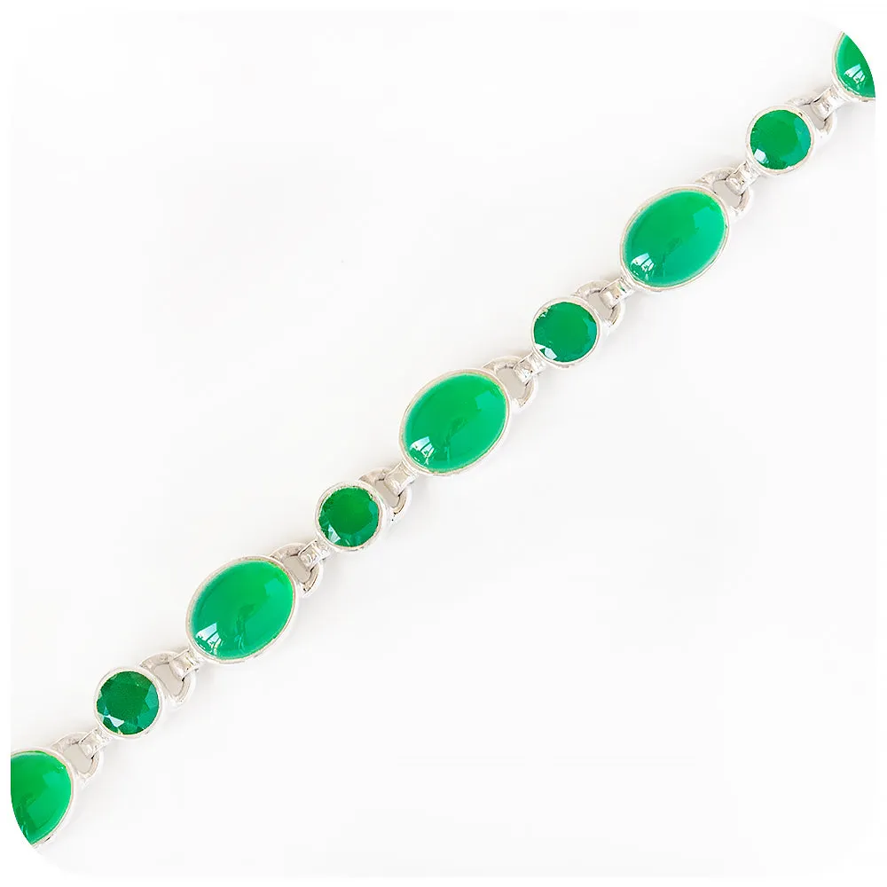 Oval and Round Green Onyx Bracelet