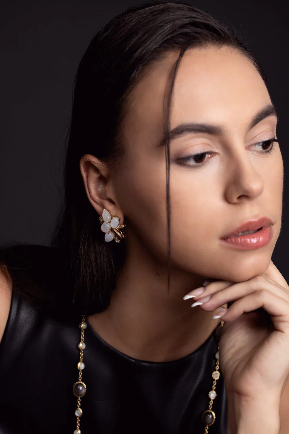 Pietra Cabochon Cluster Earrings