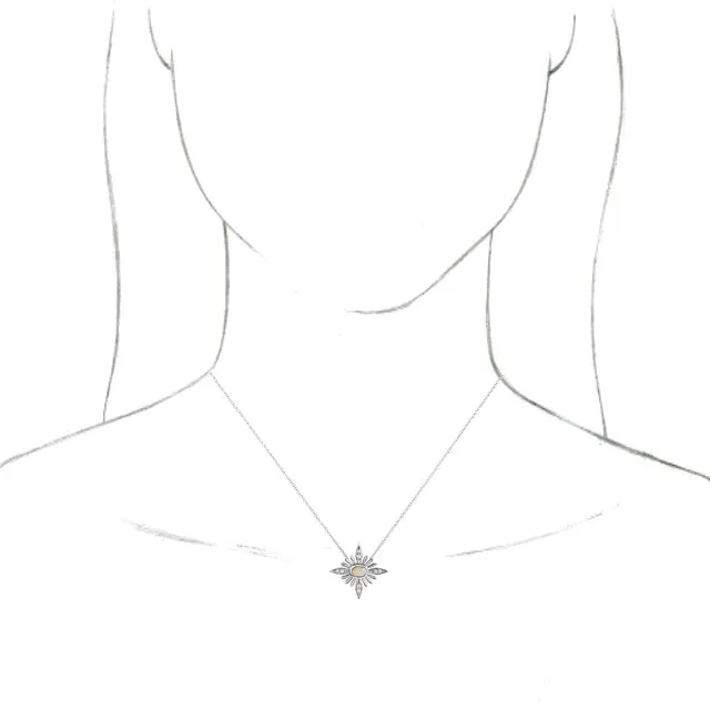 Platinum 14k Yellow Rose White Gold Sterling Silver Genuine Ethiopian Opal Diamond Star Celestial Cosmos Pendant Charm Necklace
