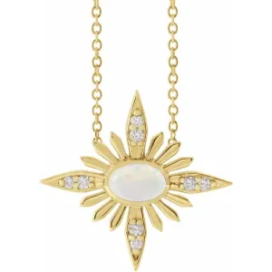 Platinum 14k Yellow Rose White Gold Sterling Silver Genuine Ethiopian Opal Diamond Star Celestial Cosmos Pendant Charm Necklace