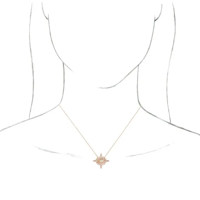 Platinum 14k Yellow Rose White Gold Sterling Silver Genuine Ethiopian Opal Diamond Star Celestial Cosmos Pendant Charm Necklace