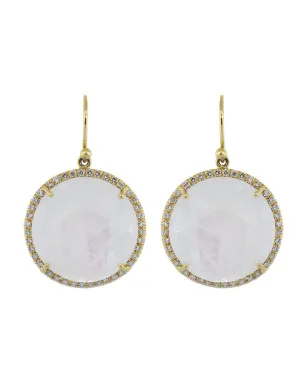 Rainbow Moonstone and Diamond Drop Earrings