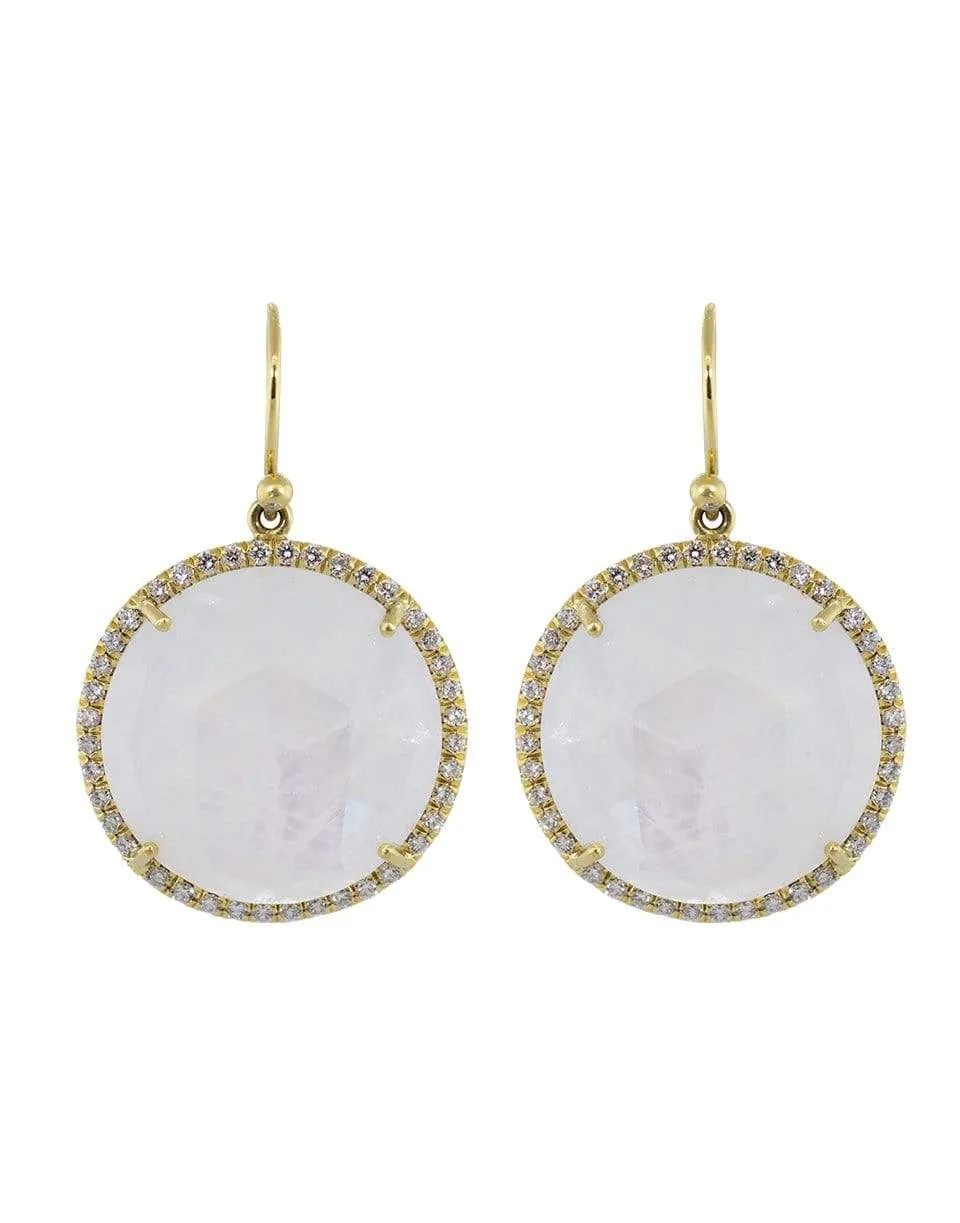 Rainbow Moonstone and Diamond Drop Earrings