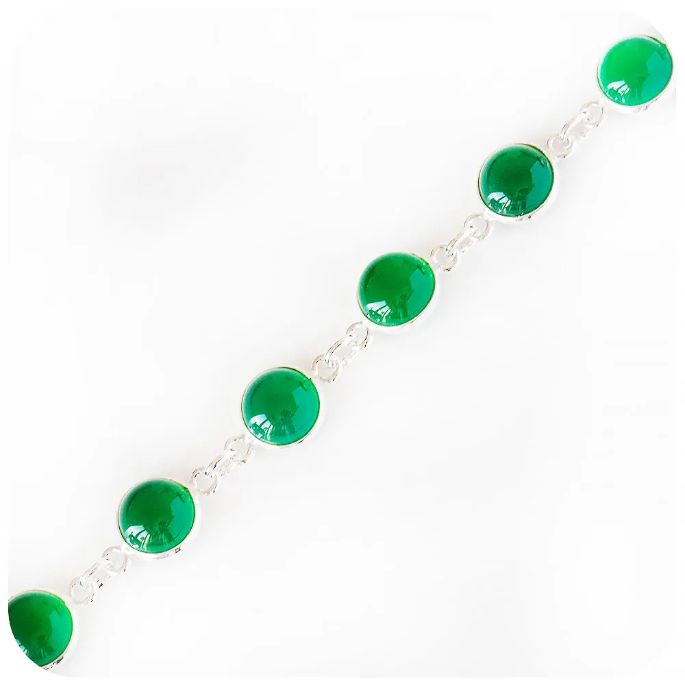 Round Cabochon Green Onyx Bracelet