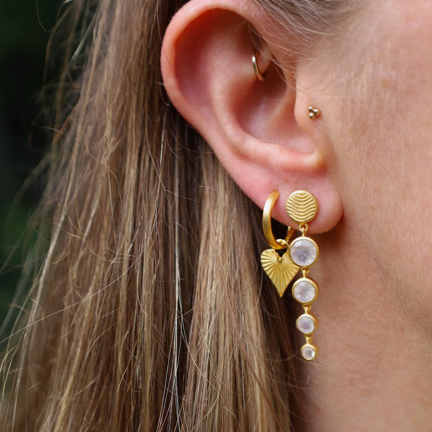 Serenity 4 Rainbow Moonstone Drop Earrings